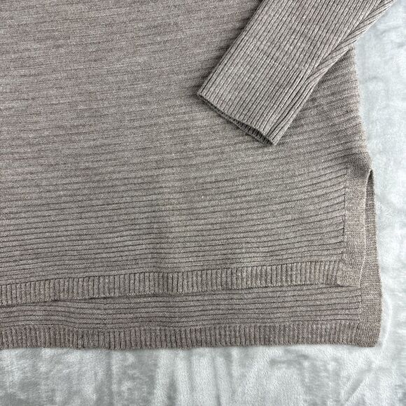 Tahari Ribbed Pullover Sweater Womens 1X Brown 50% Merino Wool Slouchy (0947) - Picture 3 of 8